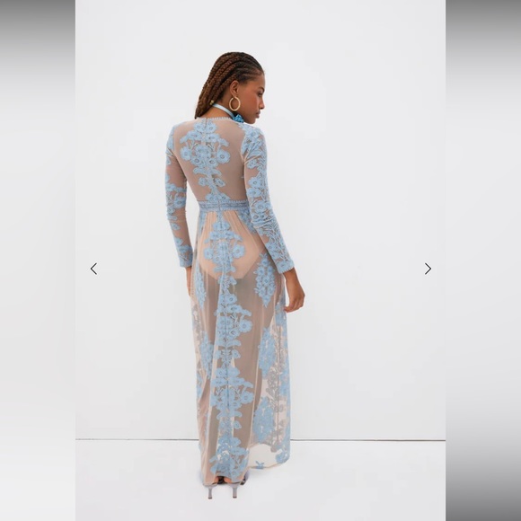 For Love and Lemons Light Blue and Nude Temecula Maxi Dress - Picture 3 of 9